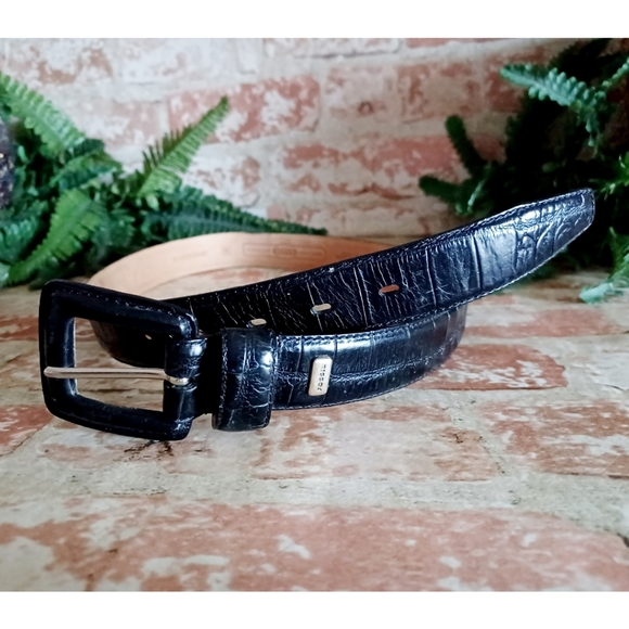 Fossil Black Croc Embossed Leather Belt - Picture 9 of 13
